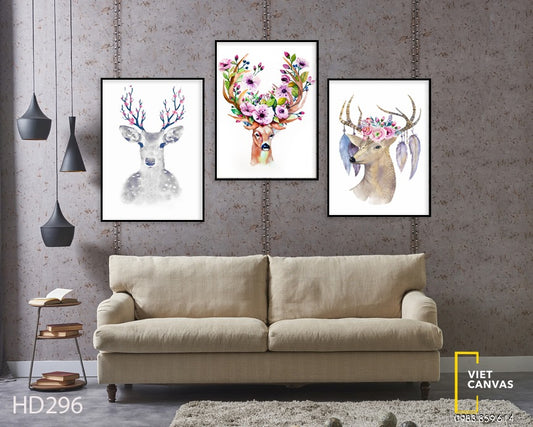 Bộ 3 Tranh Sừng Nai - HD296