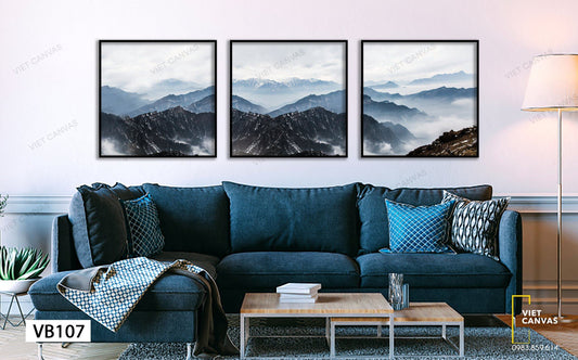 Bộ 3 Tranh Sương Mù Phủ Quanh Núi - VB107