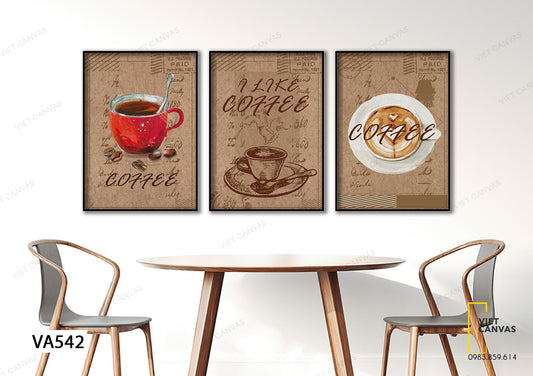 Bộ 3 Tranh Tách Cà Phê Sáng - VA542