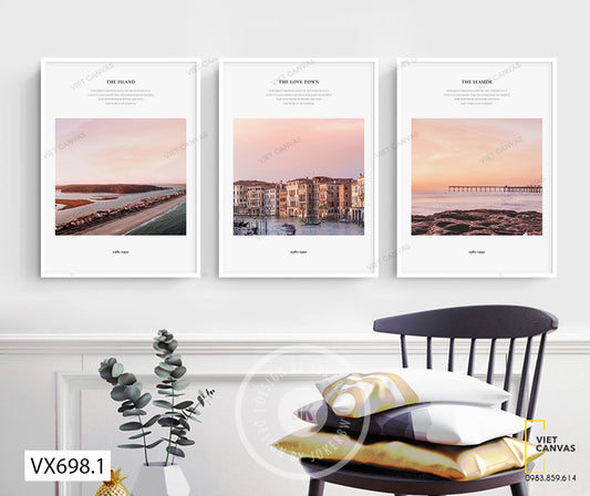 Bộ 3 Tranh Thành Phố Và Bờ Biển - VX698.1