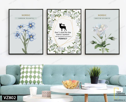 Bộ 3 Tranh Hươu Và Hoa Lá - VZ802