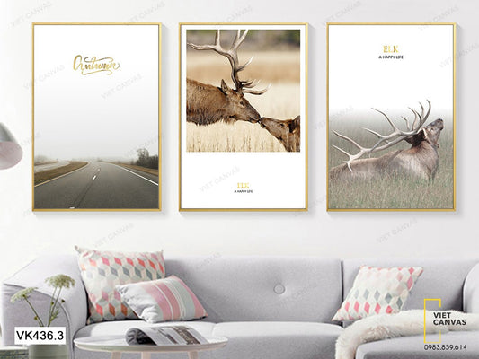 Bộ 3 Tranh Con Đường Và Hươu - VK436.3
