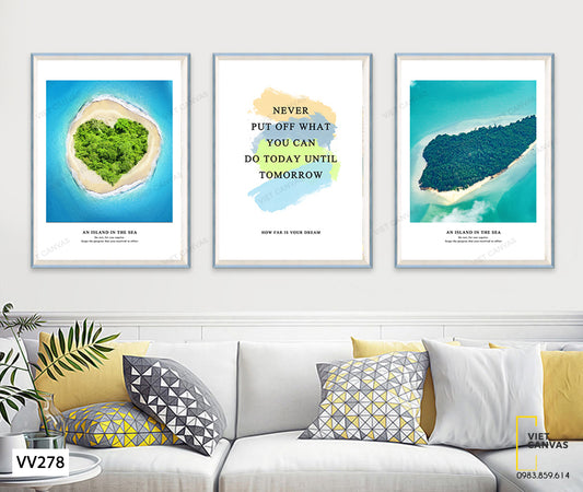 Bộ 3 Tranh Biển Đảo Và Quotes - VV278