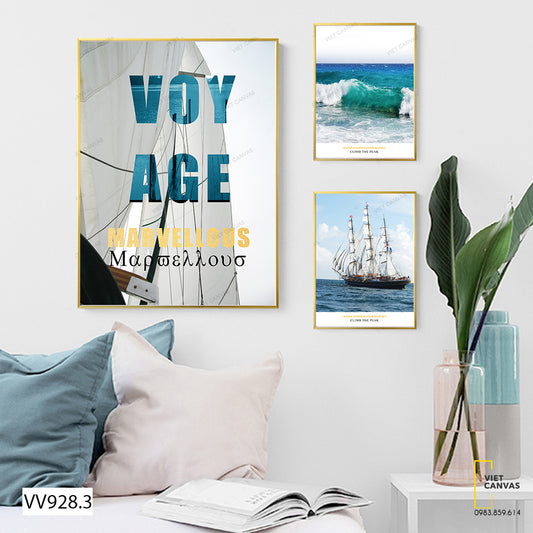 Bộ 3 Tranh Thuyền Buồm Và Biển - VV928.3