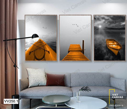 Bộ 3 Tranh Thuyền Và Biển - VV250.1