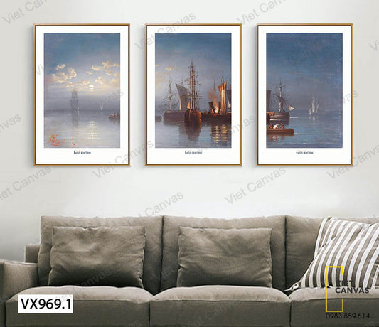 Bộ 3 Tranh Thuyền Và Biển - VX969.1