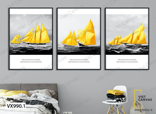 Bộ 3 Tranh Thuyền Và Biển - VX990.1