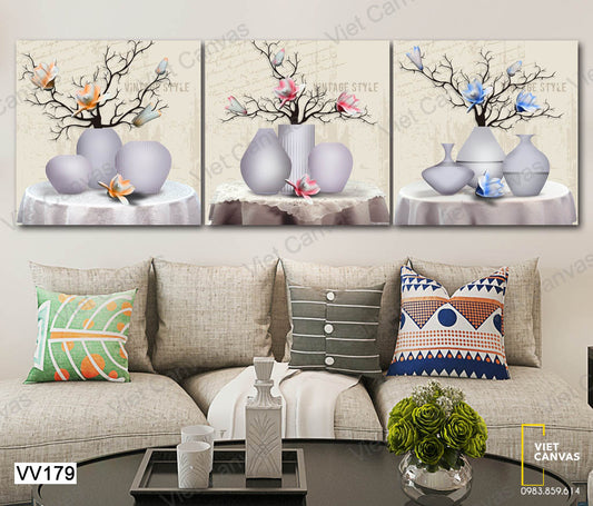 Bộ 3 Tranh Lọ Hoa - VV179