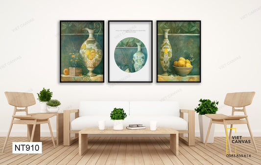 Bộ 3 Tranh Tĩnh Vật Bình Sứ - NT910