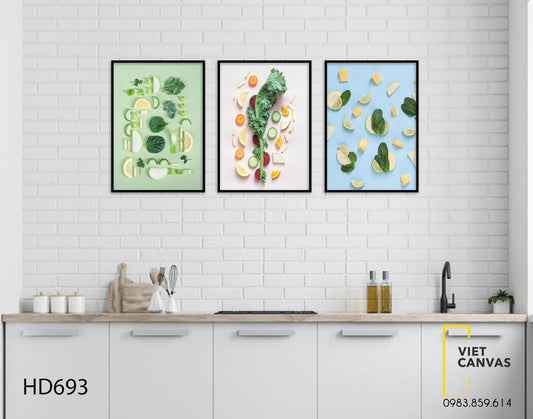 Bộ 3 Tranh Trái Cây Phòng Bếp - HD693