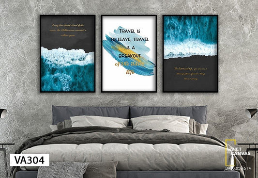 Bộ 3 Tranh Biển Cả Và Quotes - VA304