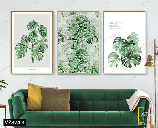 Bộ 3 Tranh Lá Cây Tươi Mát - VZ874.3