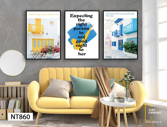 Bộ 3 Tranh Khung Cửa Sổ Và Quotes - NT860