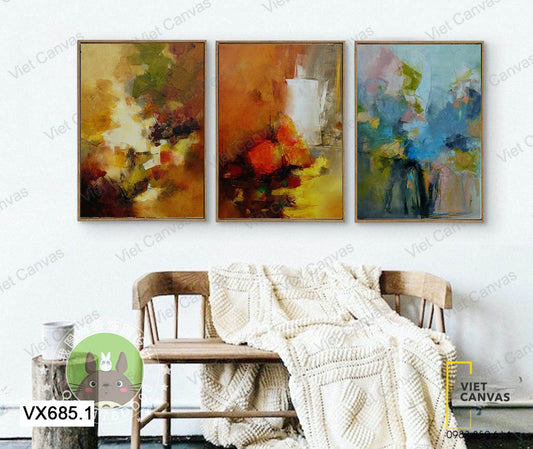 Bộ 3 Tranh Trừu Tượng Ấn Tượng - VX685.1
