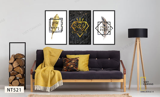 Bộ 3 Tranh Chiếc Lông Vũ Quotes - NT521