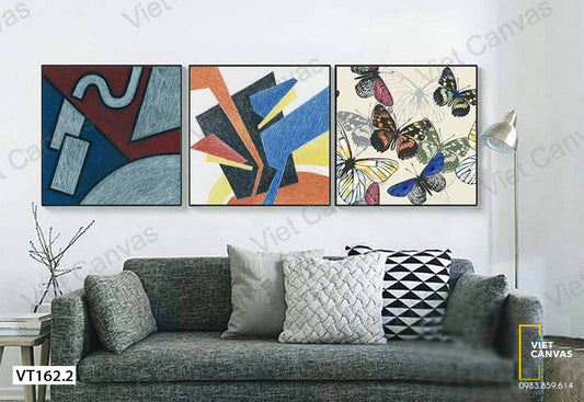 Bộ 3 Tranh Trừu Tượng Và Những Chú Bướm - VT162.2