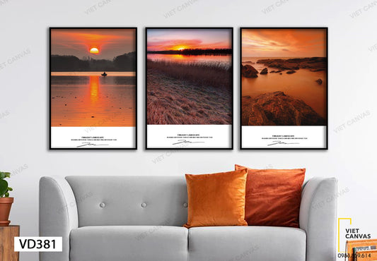 Bộ 3 Tranh Hoàng Hôn Chiều Tà - VD381