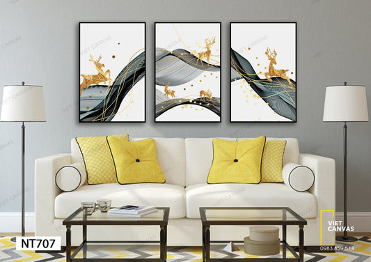 Bộ 3 Tranh Hươu Vàng - NT707