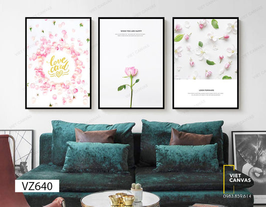 Bộ 3 Tranh Hoa Hồng Ngọt Ngào - VZ640