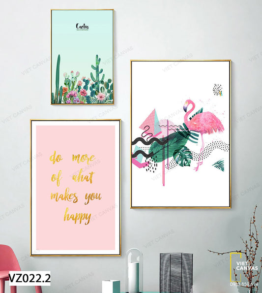 Bộ 3 Tranh Quotes, Xương Rồng Và Hồng Hạc - VZ022.2