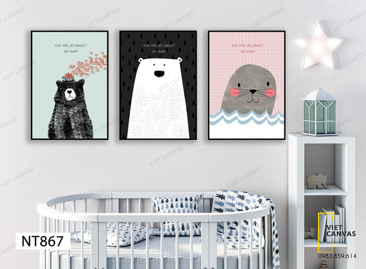 Bộ 3 Tranh Chú Gấu Dễ Thương - NT867