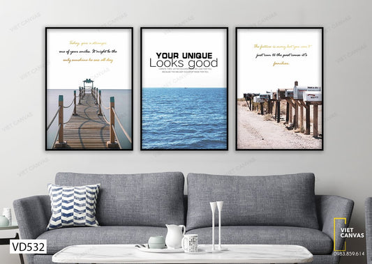 Bộ 3 Tranh Cây Cầu, Con Đường Và Biển Cả - VD532