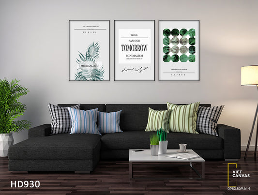 Bộ 3 Tranh Lá Cây Xanh Và Quotes - HD930