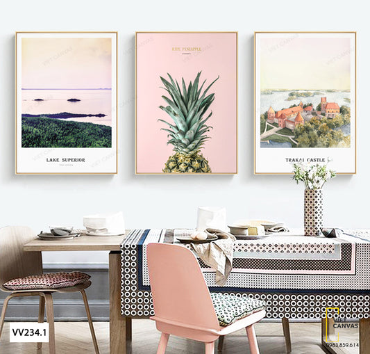 Bộ 3 Tranh Dòng Sông Và Quả Khóm - VV234.1