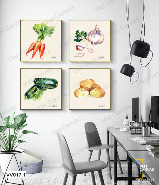 Bộ 4 Tranh Rau Củ Quả - VV017.1