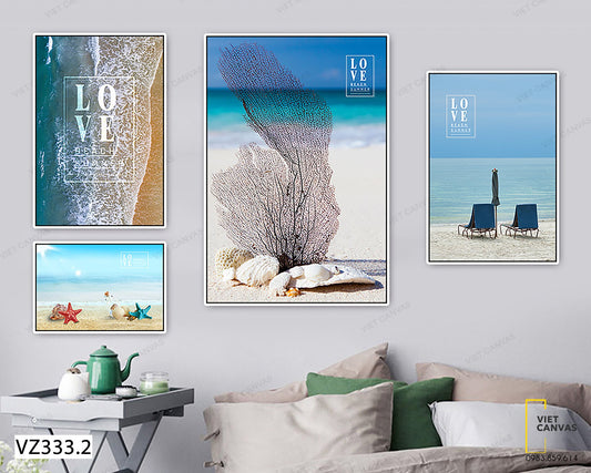 Bộ 4 Tranh Biển Xanh Nắng Vàng - VZ333.2