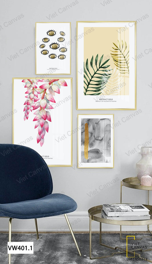 Bộ 4 Tranh Búp Hoa Và Lá Cây - VW401.1