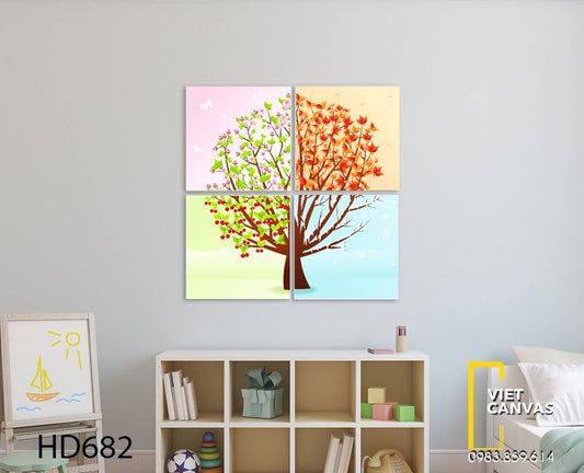 Bộ 4 Tranh Cây 4 Mùa Xinh Xắn - HD682