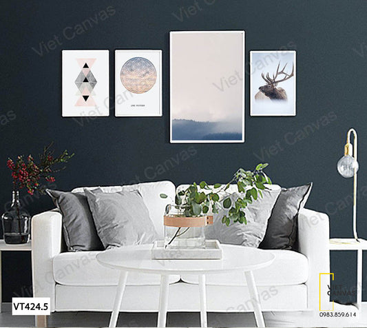Bộ 4 Tranh Chú Hươu Và Hình Học - VT424.5