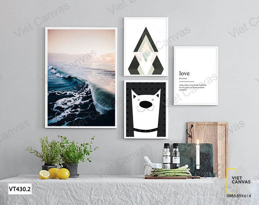 Bộ 4 Tranh Chú Mèo Và Những Gợn Sóng - VT430.2