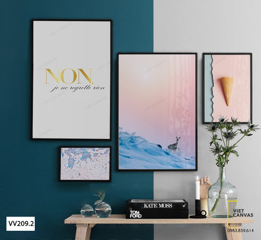 Bộ 4 Tranh Chú Hưu Và Quotes - VV209.2