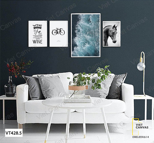 Bộ 4 Tranh Chú Ngựa Và Biển - VT428.5