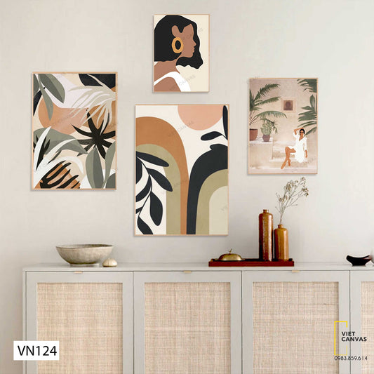 Bộ 4 Tranh Cô Gái Và Lá - VN124