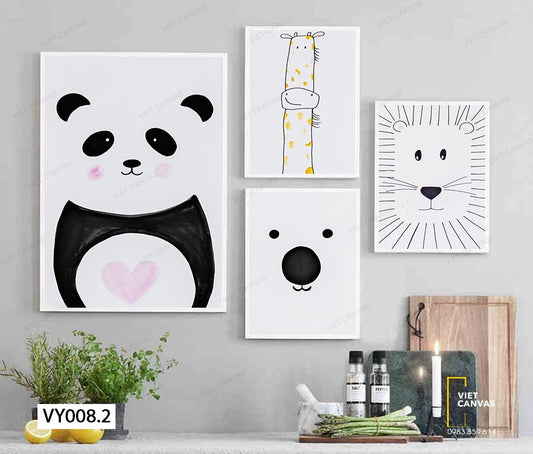 Bộ 4 Tranh Gấu Dễ Thương - VY008.2