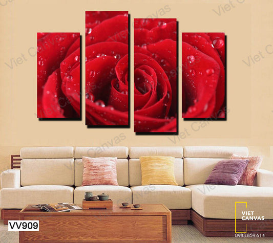 Bộ 4 Tranh Hoa Hồng Đỏ - VV909