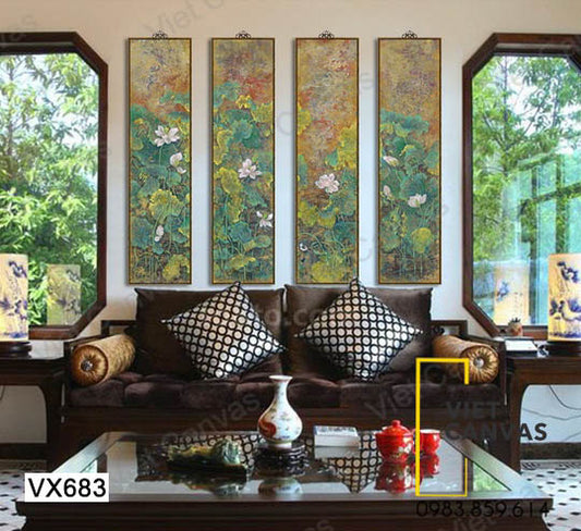 Bộ 4 Tranh Hoa Sen Tao Nhã - VX683