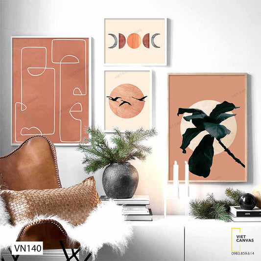 Bộ 4 Tranh Hoạ Tiết Tối Gỉan - VN140