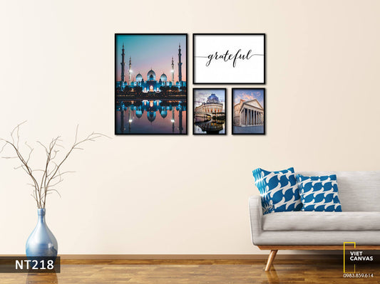 Bộ 4 Tranh Kiến Trúc Trời Tây Và Quotes - NT218