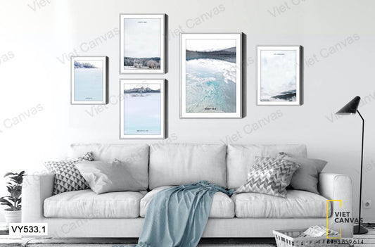 Bộ 5 Tranh Mặt Hồ Mùa Đông - VY533.1