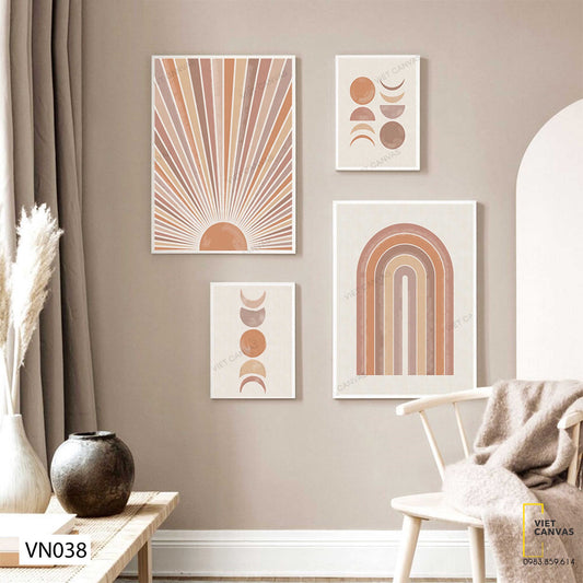 Bộ 4 Tranh Mặt Trời, Mặt Trăng Và Đường Vẽ - VN083