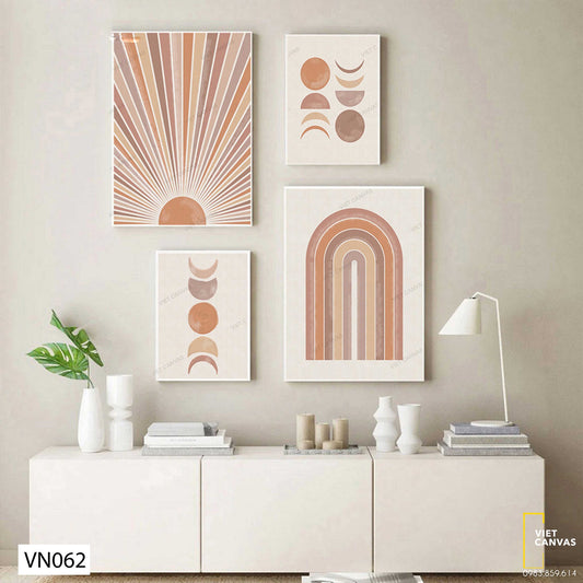 Bộ 4 Tranh Mặt Trời, Mặt Trăng Và Đường Vẽ - VN062