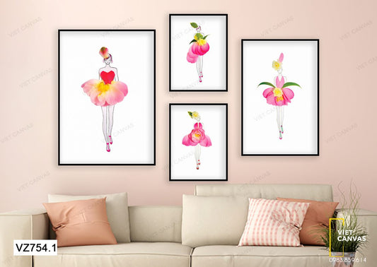 Bộ 4 Tranh Những Quý Cô Ngọt Ngào - VZ754.1