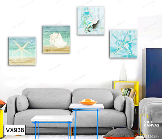 Bộ 4 Tranh Ốc Và Sao Biển - VX938