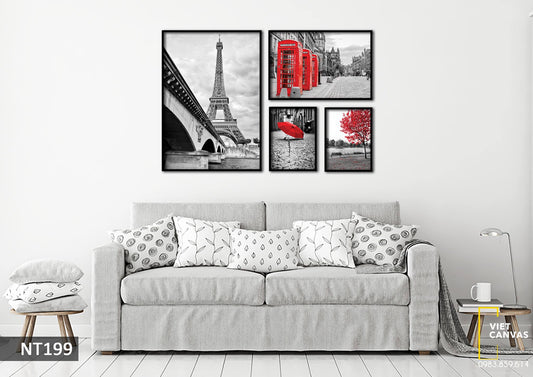 Bộ 4 Tranh Paris Cổ Điển Bên Khu Phố - NT199