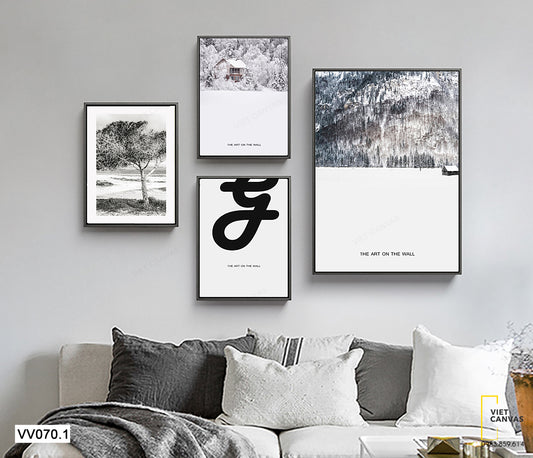 Bộ 4 Tranh Vách Đá, Rừng Và Cây - VV070.1