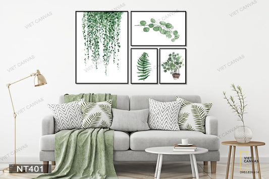 Bộ 4 Tranh Lá Cây Xanh - NT401